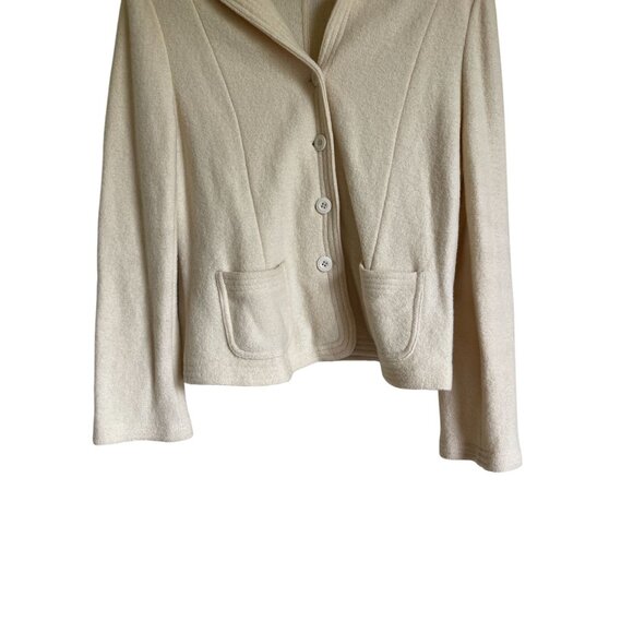 Petite Sophisticate Vintage 100% Wool Cream Ivory Button Front Collared Cardigan - Picture 11 of 11